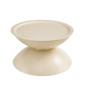 English Elm MILK modern round coffee tables set of 2 with marble-look tops, steel bases & hidden cat bed storage, multifunctional loveseat accent piece W370S00050
