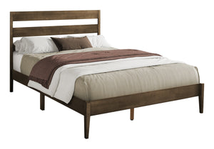 English Elm Bed, Contemporary Queen Platform Bed with Slatted Headboard, Solid Wood Frame, 600lb Capacity Walnut 66 L x 15 W x 9 H B2710P287061