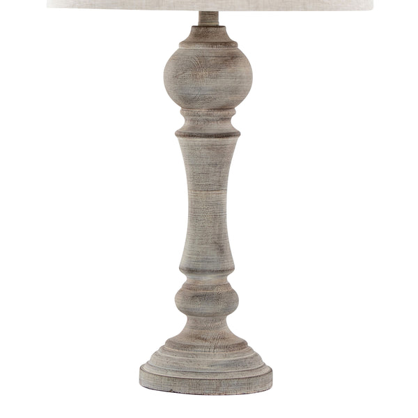 English Elm Winston 32" Farmhouse Table Lamp Set of 2 in Reclaimed Grey Polyresin with Oat Linen Shades, 3-Way B202P224059