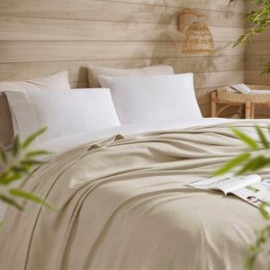 English Elm 1-piece King Jacquard Cotton Blend Blanket Aztec Woven Soft Breathable Bedroom Layer Khaki B035P437474