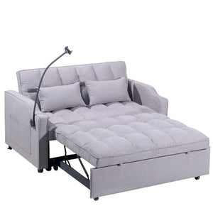 English Elm 1 Suede Futon Sofa Bed with Adjustable Backrest Usb Port and Swivel Phone Stand W3739P434532