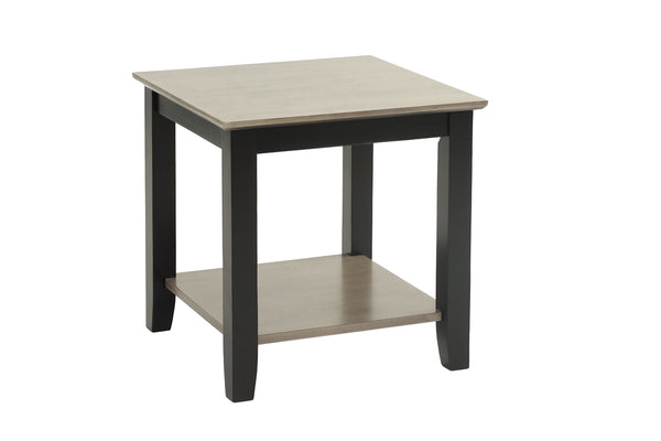 English Elm Gray 3pc Table Set with Walnut Veneer Tops, Gray/Black Modern Living Room Tables w/ Shelf Storage B011S01999