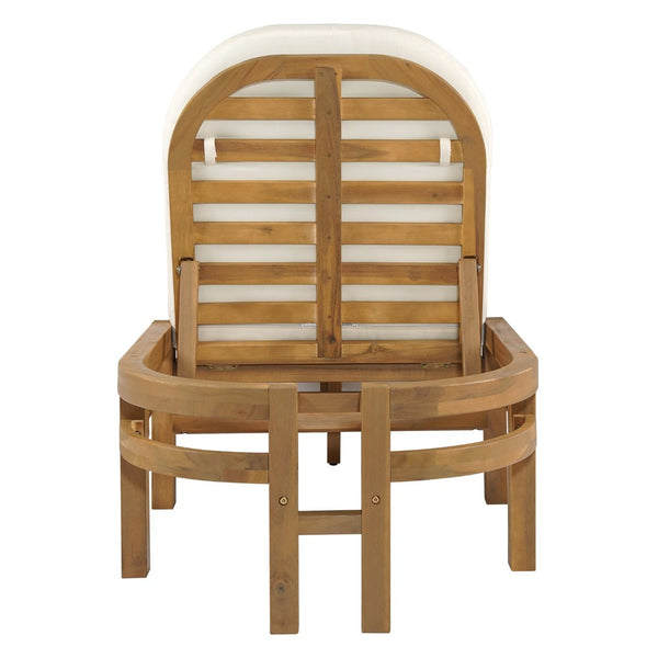 English Elm Trexm Outdoor Acacia Wood Reclining Chaise Set Poolside Patio Lounger Pair Light Teak TM000032AAD
