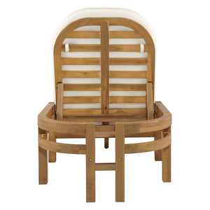 English Elm Trexm Solid Acacia Outdoor Chaise Lounge Arched Recliner for Poolside Patio Deck Light Teak N715P403786D
