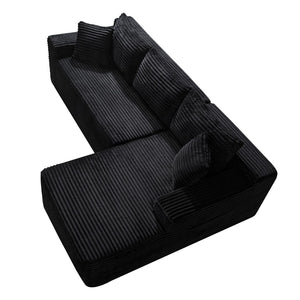 English Elm 94.5" Jumbo Corduroy Cloud Sectional Deep Seat L-shape Sofa for Living Rooms W5515P479894