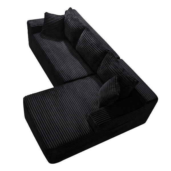 English Elm 94.5" Jumbo Corduroy Cloud Sectional Deep Seat L-shape Sofa for Living Rooms W5515P479894
