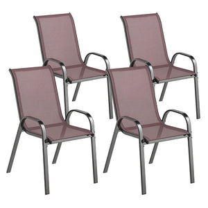 English Elm Outsunny Stackable Patio Dining Chair Set 4 Mesh Seat Steel Frame Backyard W2225P485581