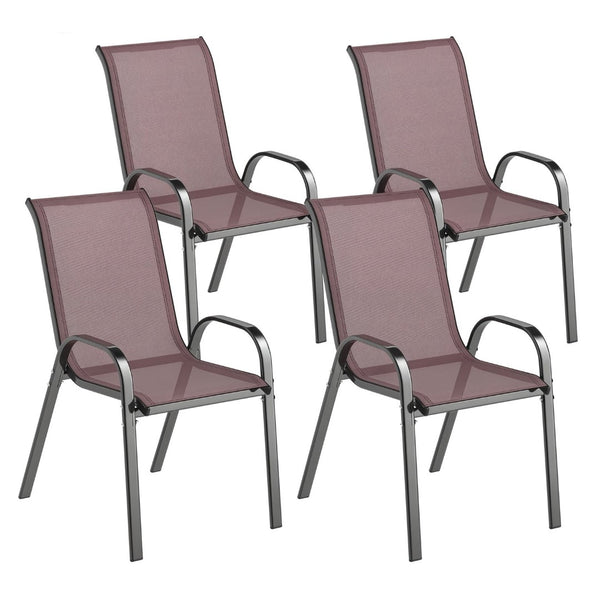 English Elm Outsunny Stackable Patio Dining Chair Set 4 Mesh Seat Steel Frame Backyard W2225P485581