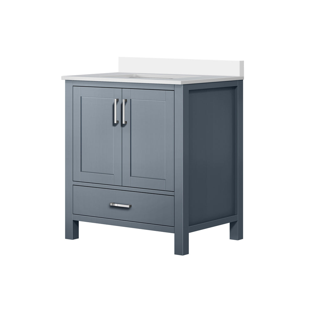 English Elm Dark Grey Bath Vanity With Cultured Marble Top, Soft-Close Drawers & Versatile Storage Solutions B2731P259001
