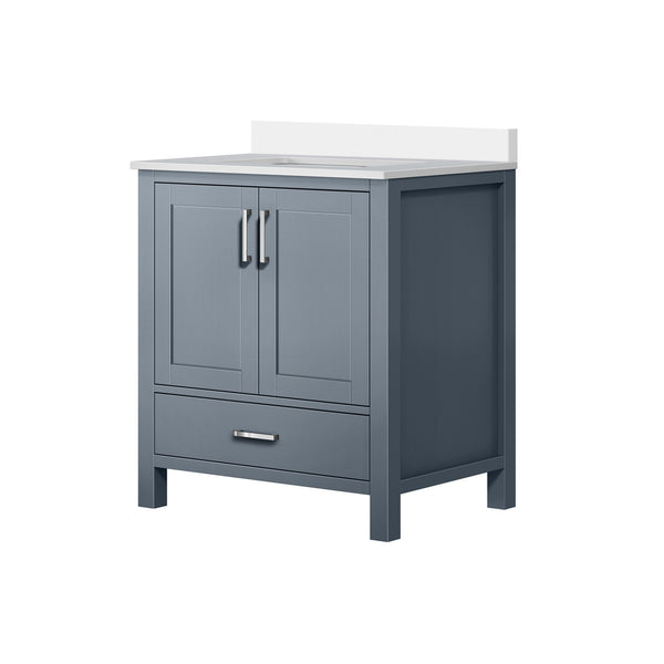 English Elm Dark Grey Bath Vanity With Cultured Marble Top, Soft-Close Drawers & Versatile Storage Solutions B2731P259001