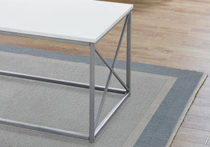 English Elm Table 3-Piece Living Room Table Set with Taupe-Look Tops and Black X Metal Frame, Modern Durable White 46 L x 25 W x 5 H B2710P219989