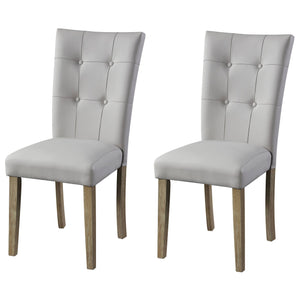 English Elm Grey Tufted Side Chairs Set Of 2 - Elegant Faux Leather, Durable Oak Frame, Modern Comfort & Style B062P182762