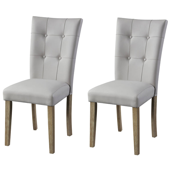 English Elm Grey Tufted Side Chairs Set Of 2 - Elegant Faux Leather, Durable Oak Frame, Modern Comfort & Style B062P182762