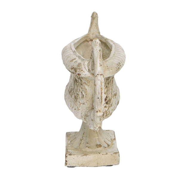 English Elm 31.5x6.9x13.8" Magnesium Pedestal Vase Ornate Scrolled Handles Antique White Mantel Decor W2078P491174