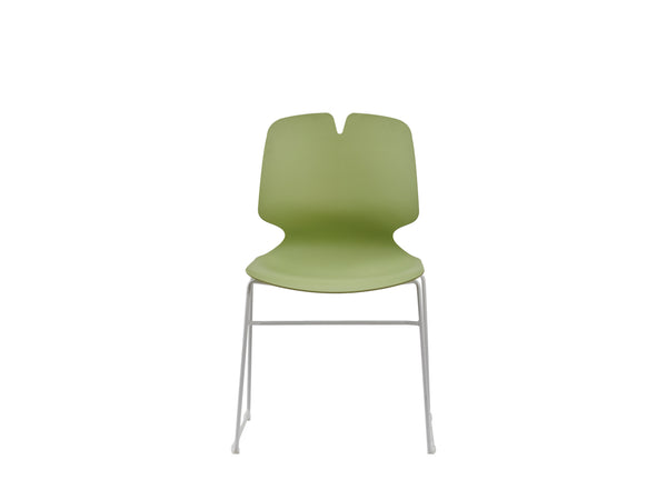 English Elm Modern Stacked Office Chairs Set of 4 – Ergonomic Polypropylene Shell, 180KG Steel Tripod Support, Durable Green,Grey W3788P368657