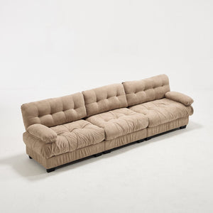 English Elm Modular Cloud Sectional Sofa Flannelette Deep Seat Couch for Living Room with Pillows Light Brown W2120S00030