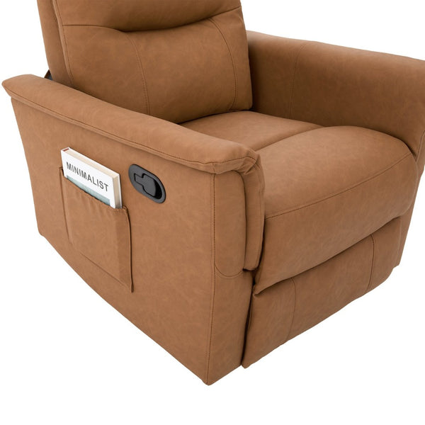 English Elm Manual Recliner Swivel Rocker Boucle Chair with 8-point Massage for Nursery or Living Room Brown N763P363763D