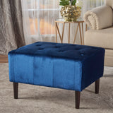 Christopher Knight Home® - Noble House - Kimiko Tufted Navy Blue Velvet Ottoman