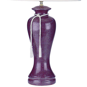 English Elm 35" Ceramic Table Lamp Burgundy Glazed Curvy Design with Rope Tassel & White Linen Shade, UL Listed B072116129