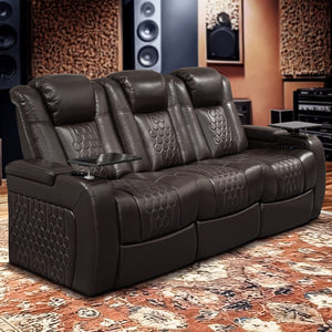 English Elm Fa-601-coffee-1uc Nappa Leather Power Recliner Rgb Lighting Home Theater Seating D1048117462
