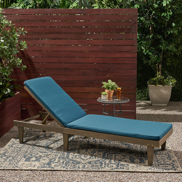 English Elm Christopher Knight Home® - NADINE Chaise Lounge Cushion – Waterproof Outdoor Patio Seat Pad with Removable Zipper Cover, Durable Wood-Core Comfort Blue 63493.00CUSH-BLU