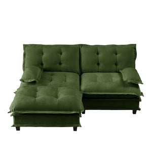 English Elm 77" L-shaped Chenille Cloud Sectional Sofa with Ottoman Deep Cushioned Modular Couch Green W714S01719