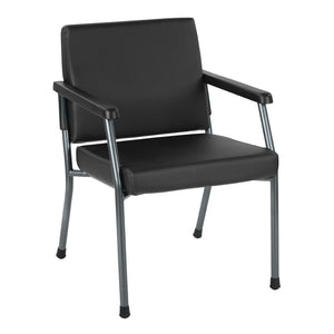 OSP Home Furnishings Bariatric Guest Chair with Reinforced Metal Frame and Pu Arms for Medical Waiting Rooms Black BC9601-R107