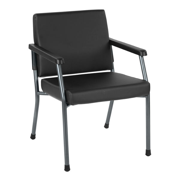 OSP Home Furnishings Bariatric Guest Chair with Reinforced Metal Frame and Pu Arms for Medical Waiting Rooms Black BC9601-R107