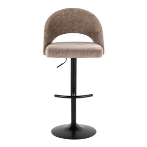 English Elm Adjustable Swivel Barstools Set of 2 Fabric Seat Black Metal Base Kitchen Counter Brown B202S02001