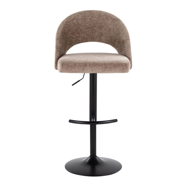 English Elm Adjustable Swivel Barstools Set of 2 Fabric Seat Black Metal Base Kitchen Counter Brown B202S02001