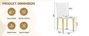 English Elm 4-piece Brown Suede Dining Chair Set with Tufted Back and Walnut Metal Legs White+Gold W1151P361156
