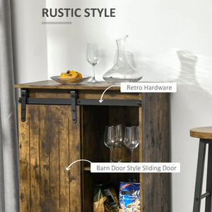 English Elm Homcom Industrial Wine Cabinet With Sliding Barn Door, 6-Bottle Rack & Versatile Storage Design W2225P217406