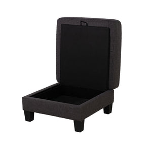 English Elm Contemporary Square Storage Ottoman with Wooden Legs — Modern Multifunctional Accent for Living Rooms Dark Gray 32 L x 32 W x 10 H B2741P391807