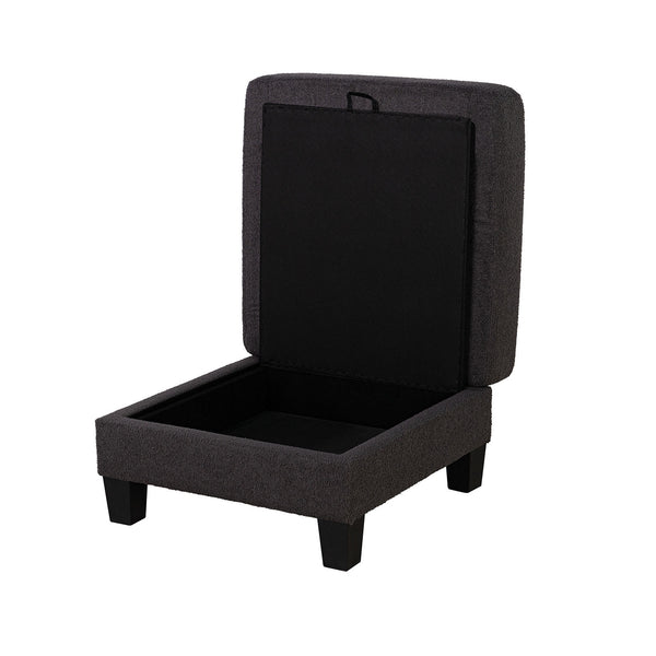 English Elm Contemporary Square Storage Ottoman with Wooden Legs — Modern Multifunctional Accent for Living Rooms Dark Gray 32 L x 32 W x 10 H B2741P391807