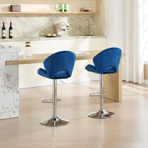 English Elm Bar Stools modern adjustable swivel counter chairs with back and footrest, chrome base for kitchen pub gatherings Navy W1249P386233