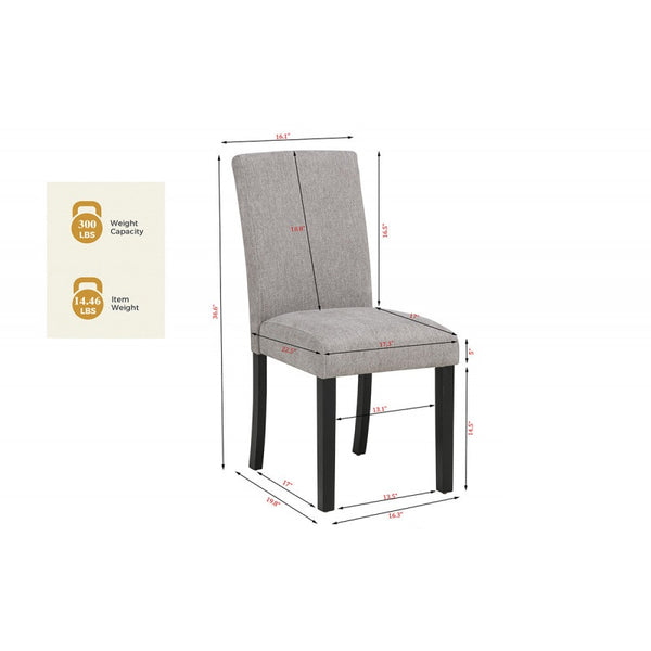 English Elm Gray Fabric Upholstered Dining Chair Set of 2 with Black Wood Legs | Modern Grey Side Chairs, 19.5" Seat Height, Easy Assembly B011P366728