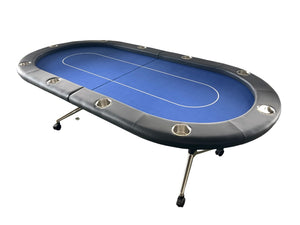 English Elm Ino Design 94 Inch Oval Felt Poker Table Seats Ten with Casters and Cup Holders Blue W2748P321634