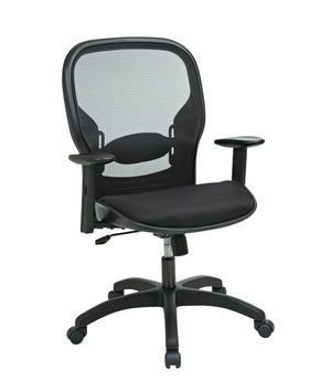 OSP Home Furnishings Deluxe Ergonomic Mesh Office Chair with Lumbar Support and Adjustable Arms for All Day Use EM42327N-231