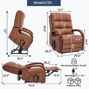 English Elm Power Lift Recliner with Dual Motor Massage Heat and Leatheraire Upholstery 350 Lb W1803S00079