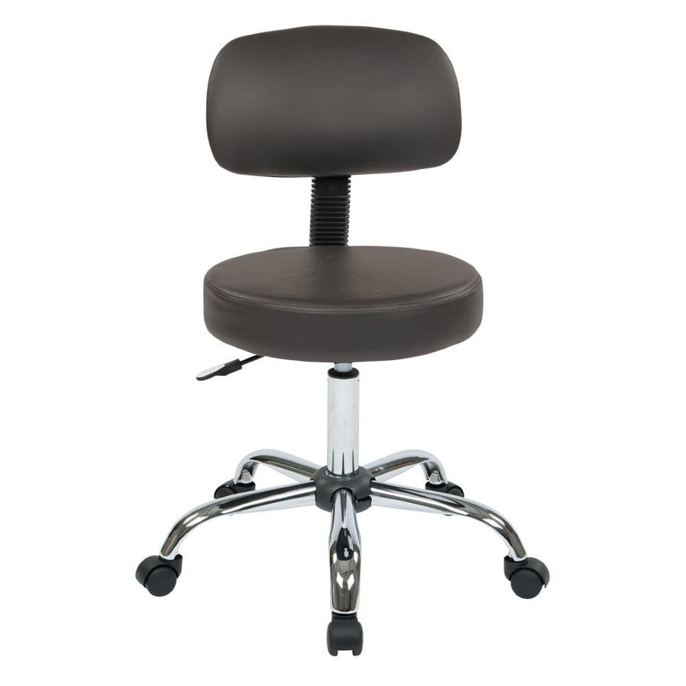 OSP Home Furnishings Pneumatic Drafting Chair with Chrome Base and Vinyl Seat for Studio or Counter Use Dillon Graphite ST235V-R111