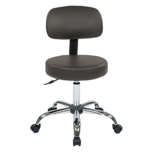 OSP Home Furnishings Pneumatic Drafting Chair with Chrome Base and Vinyl Seat for Studio or Counter Use Dillon Graphite ST235V-R111