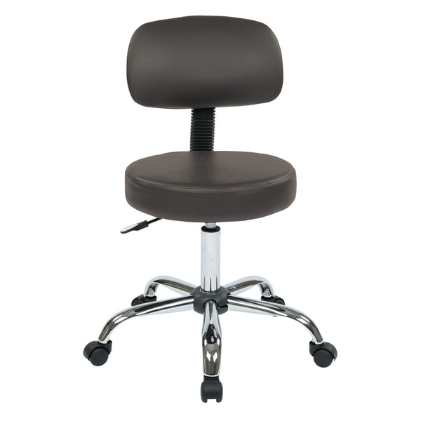 OSP Home Furnishings Pneumatic Drafting Chair with Chrome Base and Vinyl Seat for Studio or Counter Use Dillon Graphite ST235V-R111