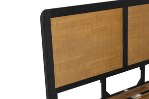 English Elm Saratoga King Bed Solid Acacia Frame Woven Rattan Headboard Bohemian Bedroom B2736S00032