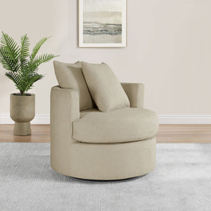 English Elm Quinn Swivel Accent Chair Rounded Silhouette Fabric Upholstery for Living Room Camel B062P441090