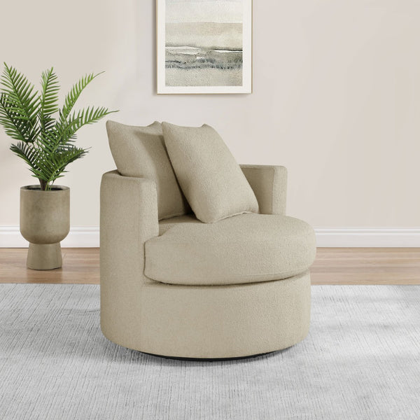 English Elm Quinn Swivel Accent Chair Rounded Silhouette Fabric Upholstery for Living Room Camel B062P441090
