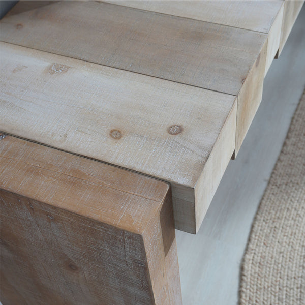 English Elm Modern Rustic 71" Console Table with Sculpted Block Apron, Narrow 15" Depth for Hallway & Foyer Elegance W2729P239169