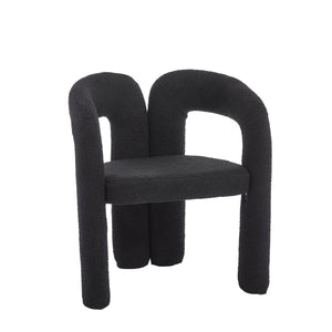 English Elm Contemporary Velvet Upholstered Barrel Accent Chair with Curved Support, Foam Seat, Steel Frame Finish Black W395P224763