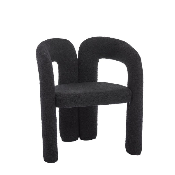 English Elm Contemporary Velvet Upholstered Barrel Accent Chair with Curved Support, Foam Seat, Steel Frame Finish Black W395P224763