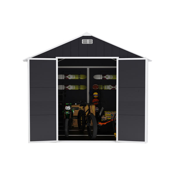 English Elm Campcraft 8x8 Ft Resin Storage Shed Thick Pp Panels Lockable Door Uv Resistant Outdoor W1598S00024