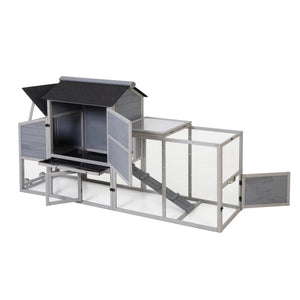 English Elm Portable Pinewood Chicken Coop with Nesting Box Run and Wheels for Backyard Flocks Gray W2181P356211